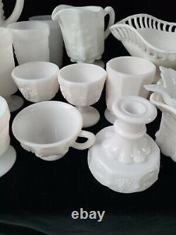 Decorative Hobnail Milk Glass and mixed brand Glassware Vase. BIG LOT