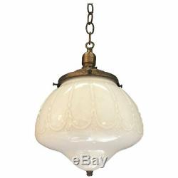 Decorative Milk Glass Library Pendant