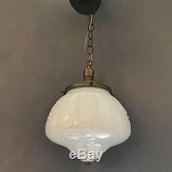 Decorative Milk Glass Library Pendant