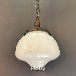 Decorative Milk Glass Library Pendant