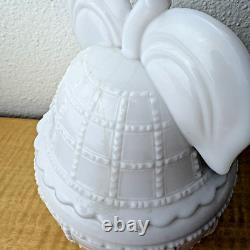Depression Milk Glass Imperial Beaded Block Pear Shaped Candy Dish