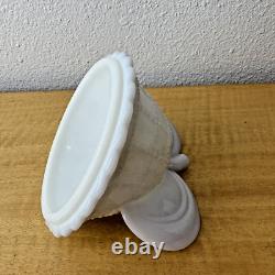 Depression Milk Glass Imperial Beaded Block Pear Shaped Candy Dish