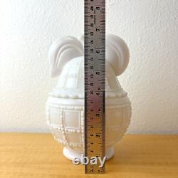 Depression Milk Glass Imperial Beaded Block Pear Shaped Candy Dish