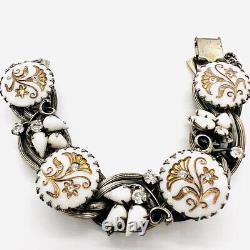 Dior by Henkel & Grosse Molded White Milk Glass Link Bracelet Vintage Jewelry