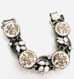Dior by Henkel & Grosse Molded White Milk Glass Link Bracelet Vintage Jewelry