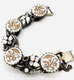 Dior by Henkel & Grosse Molded White Milk Glass Link Bracelet Vintage Jewelry