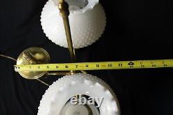 Double Student Lamp White Hobnail Milk Glass/solid Brass Pretty