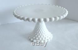 Duncan & Miller large GIANT HOBNAILS Milk Glass CAKE STAND -1950's Very Rare