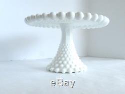 Duncan & Miller large GIANT HOBNAILS Milk Glass CAKE STAND -1950's Very Rare
