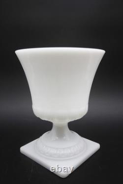 E. O. Brody Co. White Milk Glass Vase Wit Square Footed Pedestal Base 9 h