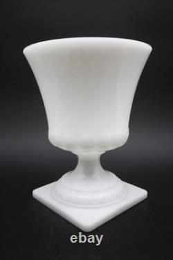 E. O. Brody Co. White Milk Glass Vase Wit Square Footed Pedestal Base 9 h E. O. Brody Co. White Milk Glass Vase Wit Square Footed Pedestal Base 9 h