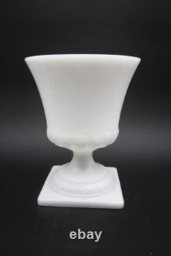 E. O. Brody Co. White Milk Glass Vase Wit Square Footed Pedestal Base 9 h