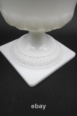 E. O. Brody Co. White Milk Glass Vase Wit Square Footed Pedestal Base 9 h