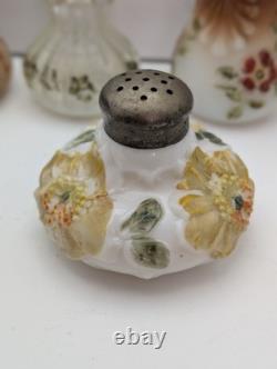 EAPG 1800's Milk Glass Salt Pepper Shakers Rare Lot Of 11 Satsum Painted Goose