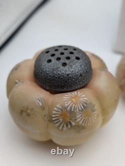 EAPG 1800's Milk Glass Salt Pepper Shakers Rare Lot Of 11 Satsum Painted Goose