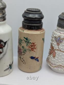 EAPG 1800's Milk Glass Salt Pepper Shakers Rare Lot Of 11 Satsum Painted Goose