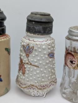 EAPG 1800's Milk Glass Salt Pepper Shakers Rare Lot Of 11 Satsum Painted Goose