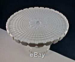 EAPG Atterbury Milk Glass Cake Stand WAFFLE Pattern Late 1800s