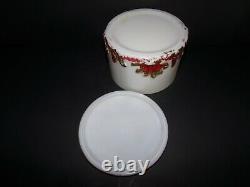 EAPG Victorian Dithridge RAY END, Milk Glass Hand Painted Collar Box c. 1899 RARE