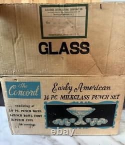 Early American 14pc milkglass Punch set