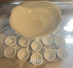 Early American 14pc milkglass Punch set