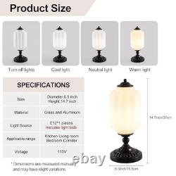 Elegant White Milk Glass Touch Table Lamp Mid Century Modern Vintage Design, U