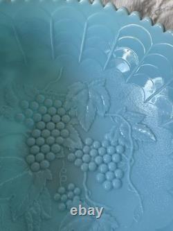Estate RARE Imperial Glass Opaque Turquoise Blue Milk Glass Pedestal Punch Bowl