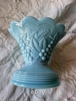 Estate RARE Imperial Glass Opaque Turquoise Blue Milk Glass Pedestal Punch Bowl