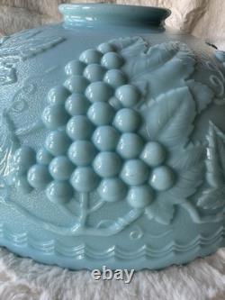 Estate RARE Imperial Glass Opaque Turquoise Blue Milk Glass Pedestal Punch Bowl