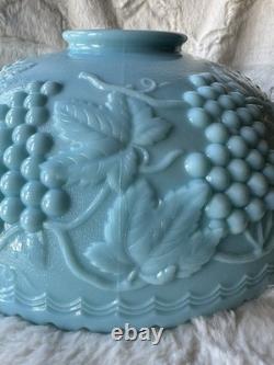 Estate RARE Imperial Glass Opaque Turquoise Blue Milk Glass Pedestal Punch Bowl