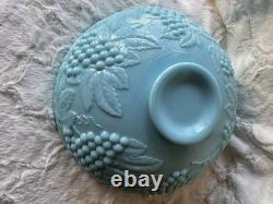 Estate RARE Imperial Glass Opaque Turquoise Blue Milk Glass Pedestal Punch Bowl