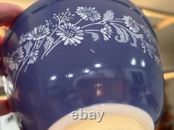 Excellent PYREX Blue Colonial Mist Set-4 Nesting Mixing Bowls #401,402,403,404