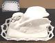 Excellent Westmoreland Swan On Nest Lace Basket Milk Glass Beautifully Molded