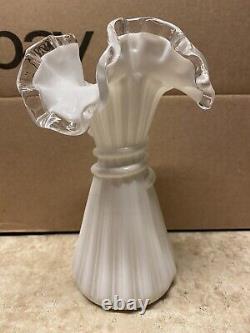 Extremely RARE! Fenton Silver Crest Milk Glass Wheat Vase