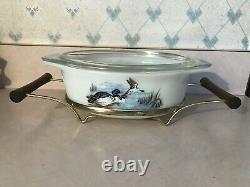 Extremely Rare! One Of A Kind! Pyrex JAJ Wild Foul Ducks 043 With Lid & Cradle