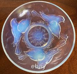 Ezan France 10 Art Deco Opaline Glass Bowl With Nesting Birds Stunning