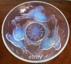 Ezan France 10 Art Deco Opaline Glass Bowl With Nesting Birds Stunning