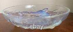 Ezan France 10 Art Deco Opaline Glass Bowl With Nesting Birds Stunning