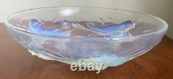 Ezan France 10 Art Deco Opaline Glass Bowl With Nesting Birds Stunning