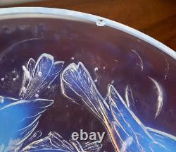 Ezan France 10 Art Deco Opaline Glass Bowl With Nesting Birds Stunning