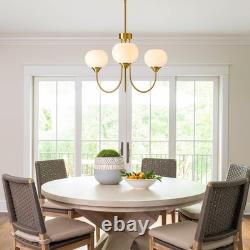 FEAZAC YHJ004-3WH-SGT 3-Light Mid Century Sputnik Chandelier White Milk Glass