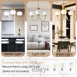 FEAZAC YHJ004-3WH-SGT 3-Light Mid Century Sputnik Chandelier White Milk Glass