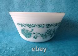 FEDERAL Milk Glass SET 4 -1960s NESTING / MIXING BOWLS Teal Scandinavian Pattern