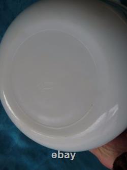 FEDERAL Milk Glass SET 4 -1960s NESTING / MIXING BOWLS Teal Scandinavian Pattern