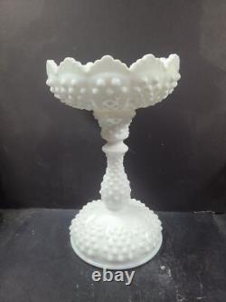 FENTON 2 Piece Centerpiece Peg Candlestick Bowl Hobnail Milk Glass FENTON 2 Piece Centerpiece Peg Candlestick Bowl Hobnail Milk Glass