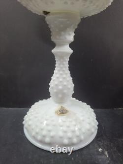 FENTON 2 Piece Centerpiece Peg Candlestick Bowl Hobnail Milk Glass
