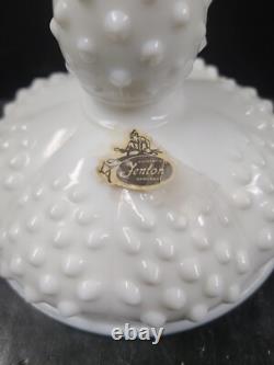 FENTON 2 Piece Centerpiece Peg Candlestick Bowl Hobnail Milk Glass