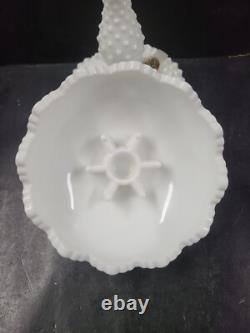 FENTON 2 Piece Centerpiece Peg Candlestick Bowl Hobnail Milk Glass