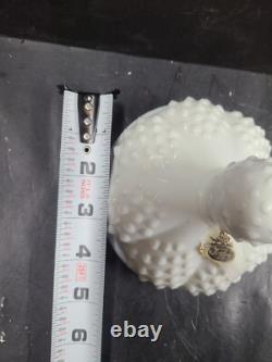 FENTON 2 Piece Centerpiece Peg Candlestick Bowl Hobnail Milk Glass
