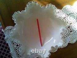 FENTON Crimped Ruffled SILVER CREST Pedestal Bowl 11.5D- 8.25H VTG 60s NEW BOX